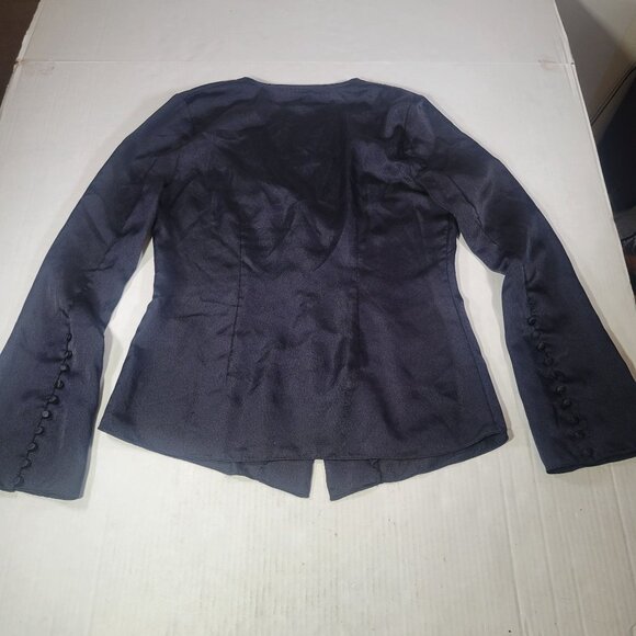 Joie Black Elegant Button-Front Satin Blouse With Bell Sleeves Size XS - Picture 8 of 9